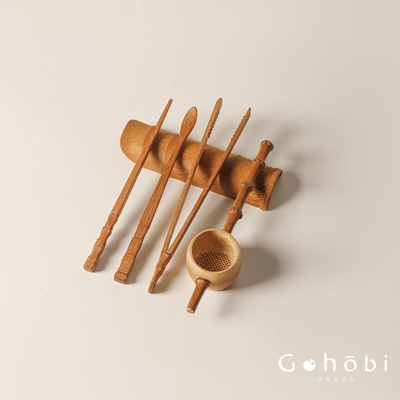 Gohobi Bamboo Basket Tea Accessories Set – Japanese-Style Six Gentlemen Kung Fu Tea Tools