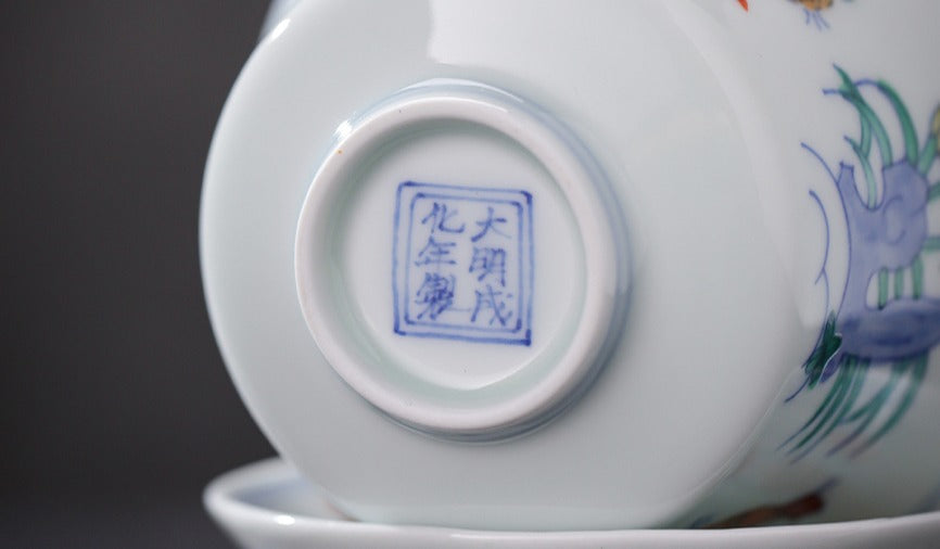 [Gohobi Gallery] Jingdezhen official ceramic hand-painted Chicken Gaiwan and Cup Set