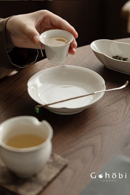 Gohobi Plant Ash Ceramic Pot Base – Multi-Purpose Gongfu Tea Dry Brewing Plate