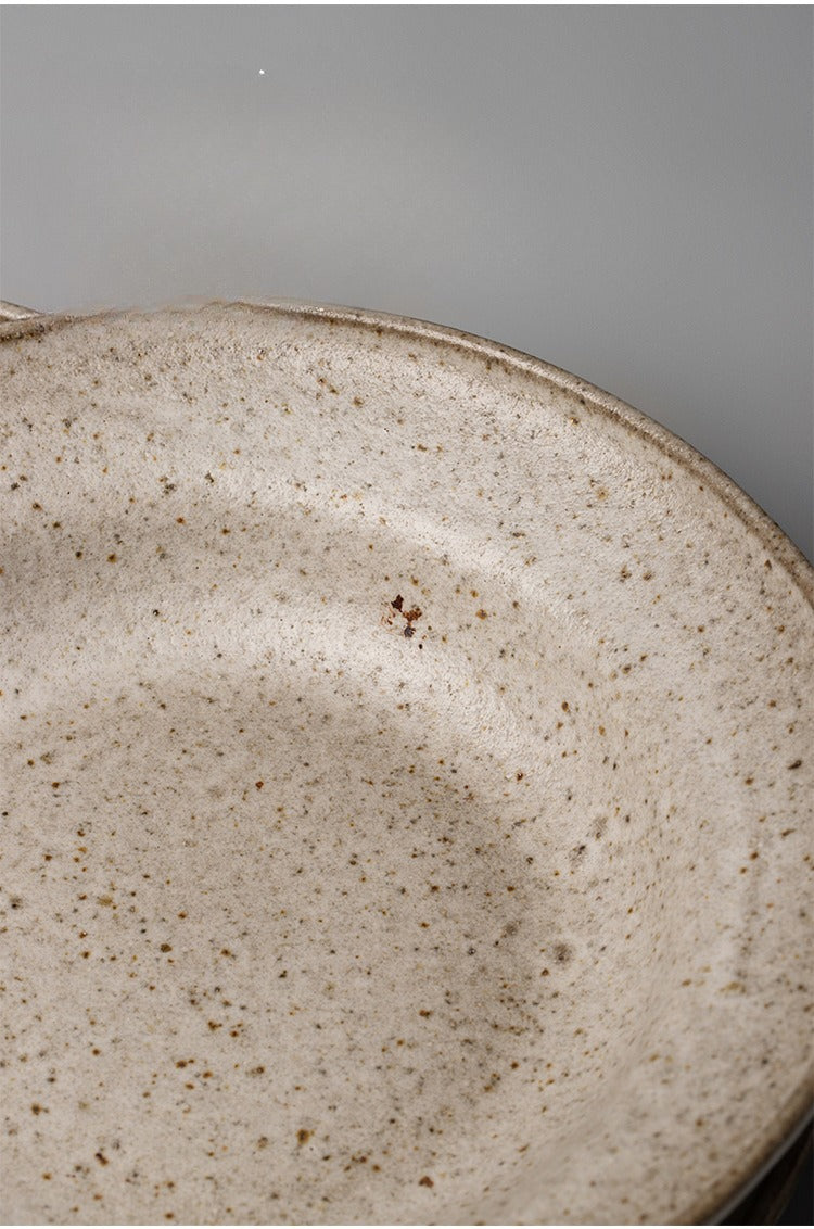 Gohobi Japanese Vintage Coarse Pottery Deep Plate