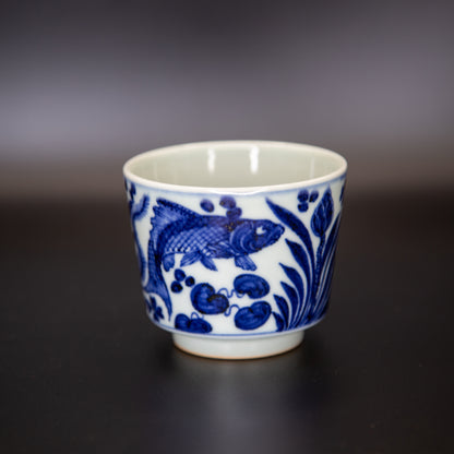 [子悠堂 x Gohobi Gallery] Wood Fired Hand-painted Blue and White Fish Pattern Gaiwan Set