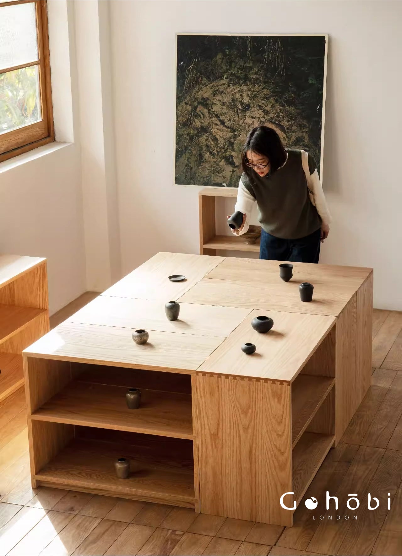 Gohobi Handmade Solid Wood Display Cabinet – Studio Storage Display Collection Cabinet | FSC Certified Furniture