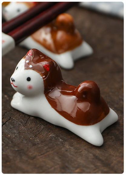 Gohobi Ceramic Lying Dog Chopstick Rest