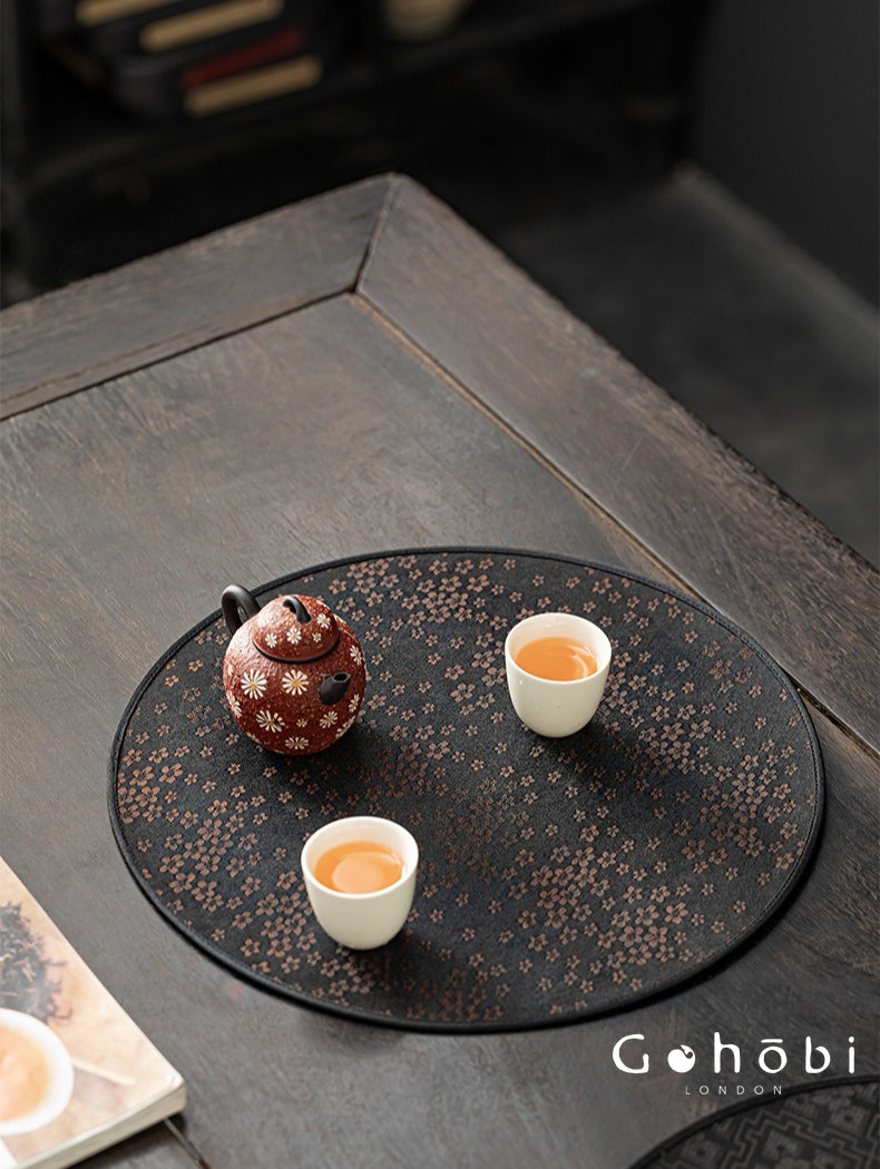 Gohobi Xiangyun Silk Tea Pad – Round Waterproof Tea Pot Placemat for Gongfu Tea Set
