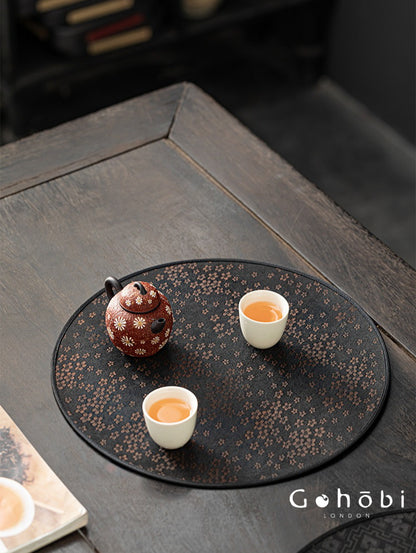 Gohobi Xiangyun Silk Tea Pad – Round Waterproof Tea Pot Placemat for Gongfu Tea Set