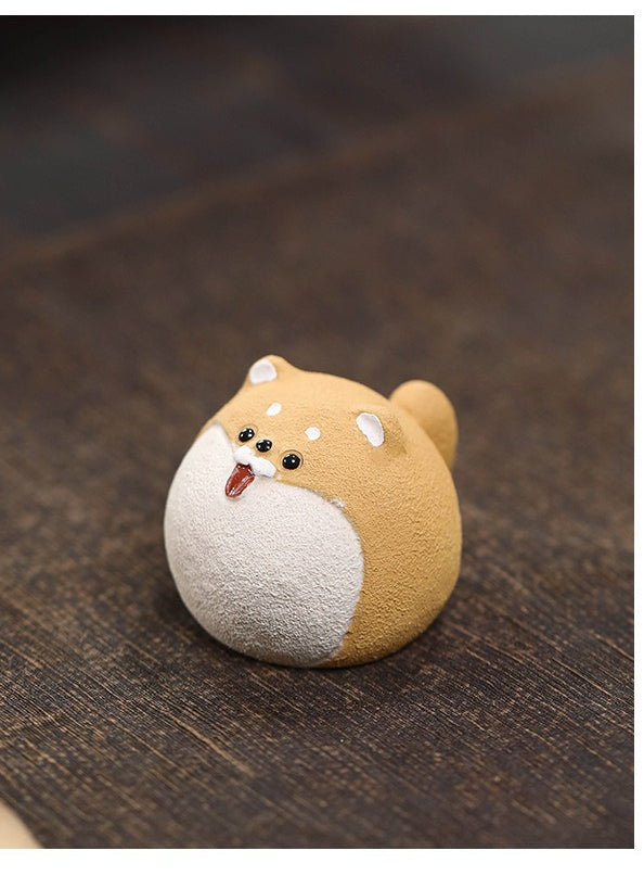 Gohobi Yixing Purple Clay Shiba Inu Tea Pet – Handmade Zodiac Dog Ornament