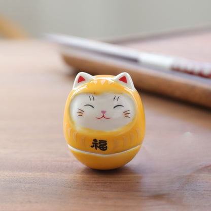 Gohobi Handmade Ceramic Lucky Cat Ornament Tumbler