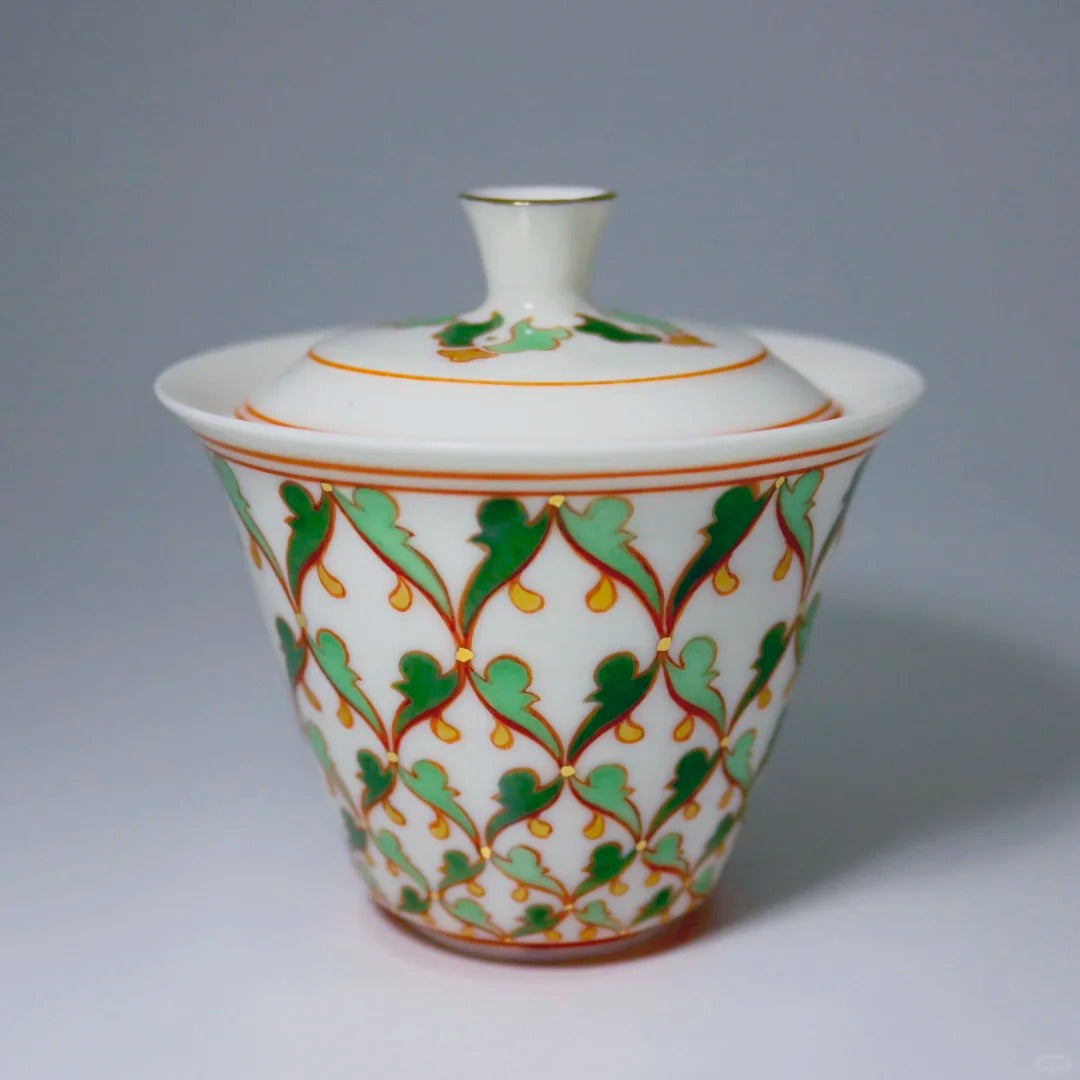 [清和堂 x Gohobi Gallery] Hand-painted Green Baoxiang Flower Gaiwan Teapot