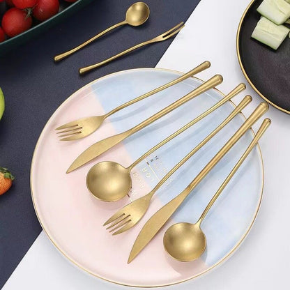 Gohobi A Set of 5 Pieces Gold Stonewashed Cutlery