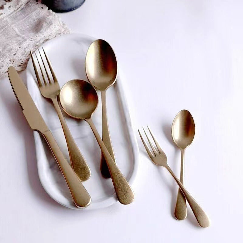 Gohobi A Set of 6 Pieces Stonewashed Stainless Steel Cutlery