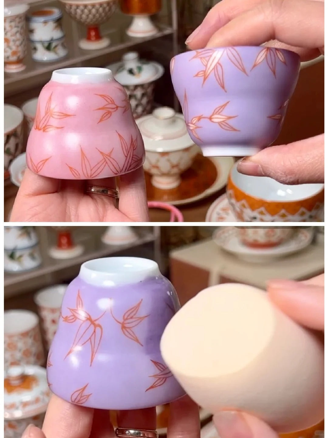 [清和堂 x Gohobi Gallery] Hand-painted Bamboo Leaf Pattern Tea Cup