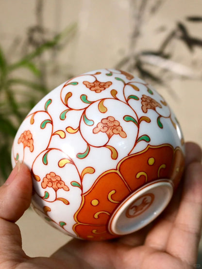 [清和堂 x Gohobi Gallery] Hand-painted Ganoderma Lucidum Pattern Egg Shape Coffee Cup Tea Cup