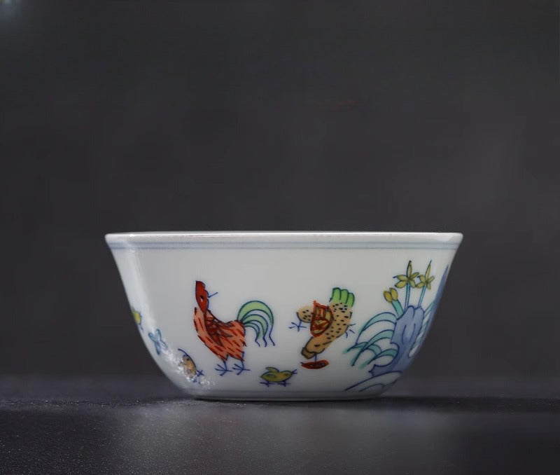 [Gohobi Gallery] Jingdezhen official ceramic hand-painted Chicken Gaiwan and Cup Set