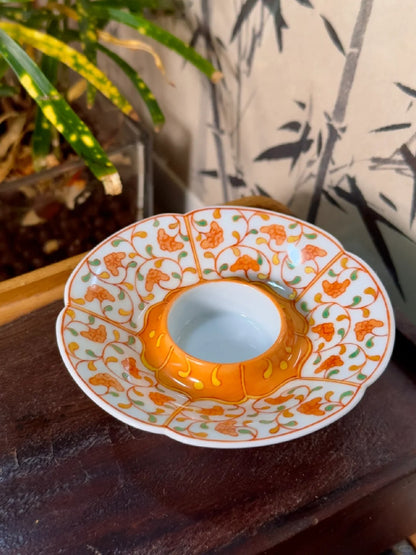 [清和堂 x Gohobi Gallery] Hand-painted Golden Red Orange Ganoderma Lucidum Pattern Tea Gaiwan Saucer Plate Tea Cup