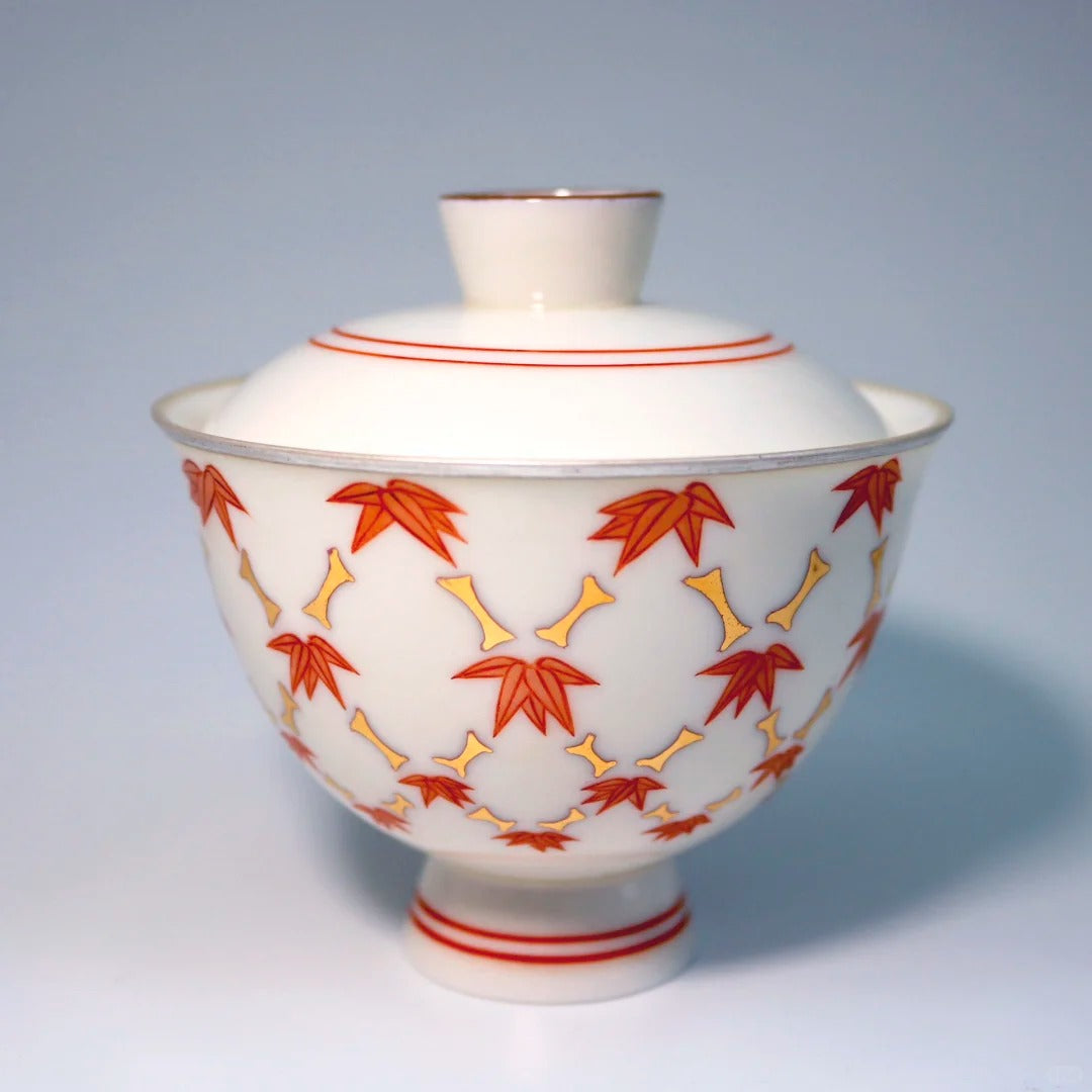 [清和堂 x Gohobi Gallery] Hand-painted Golden Hand-painted Bamboo Leaf Pattern Tea Gaiwan Teapot