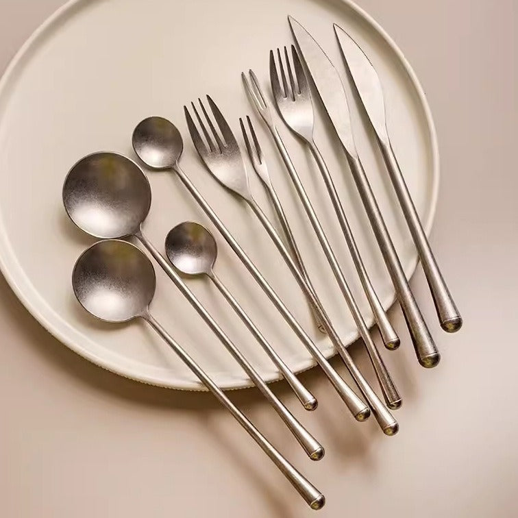 Gohobi A Set of 5 Pieces Stonewashed Stainless Steel Cutlery