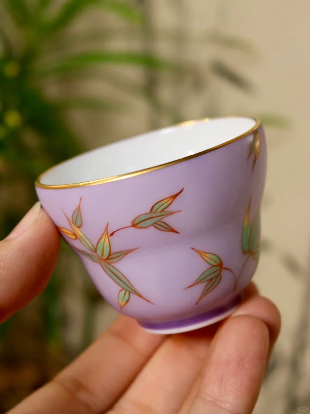 [清和堂 x Gohobi Gallery] Hand-painted Bamboo Leaf Pattern Tea Cup