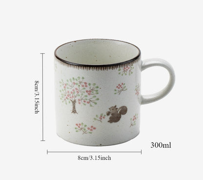 Gohobi Japanese Mino-Fired Squirrel Swallow Ceramic Cups and mugs [Made In Japan]