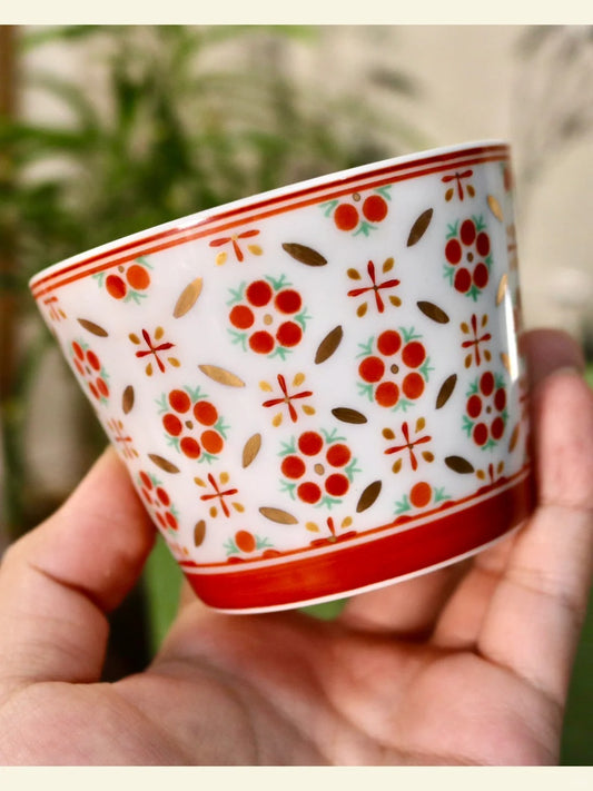 [清和堂 x Gohobi Gallery] Hand-painted Golden Red Lotus Tea Cup Coffee Cup