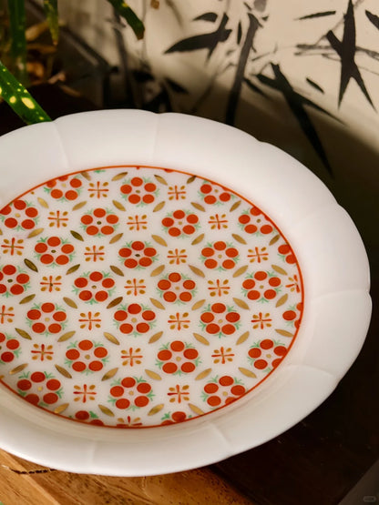 [清和堂 x Gohobi Gallery] Hand-painted Golden Red Orange Lotus Tea Coffee Saucer Plate