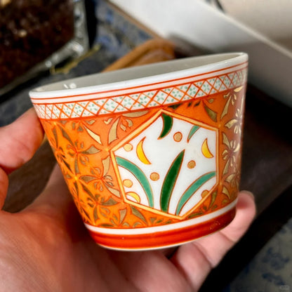 [清和堂 x Gohobi Gallery] Hand-painted Golden Orange Orchid Tea Cup Coffee Cup