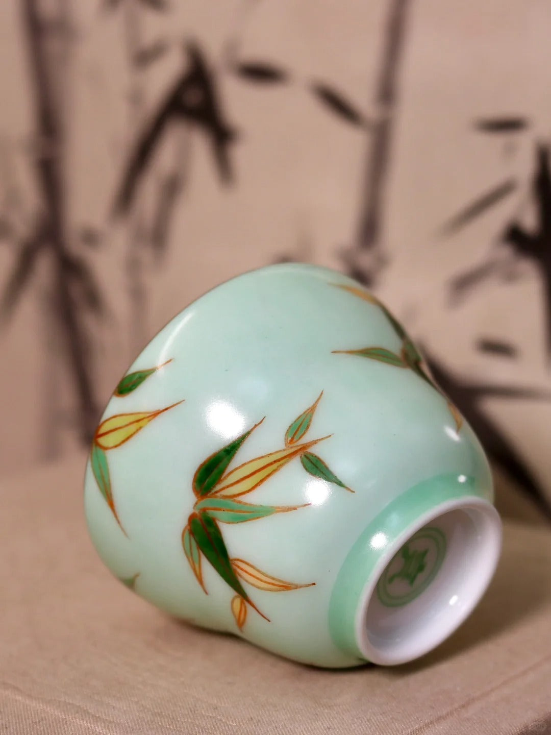 [清和堂 x Gohobi Gallery] Hand-painted Bamboo Leaf Pattern Tea Cup