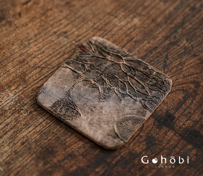 Gohobi Xiangyun Silk Tea Coaster – Handmade Tussah Silk Square Tea Mat Heat Insulation Pad