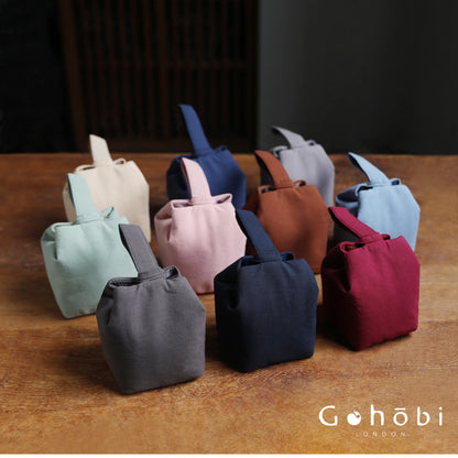 Gohobi Classic Travel Teaware Bag – Plain Cotton Tea Set Storage & Outdoor Carry Case