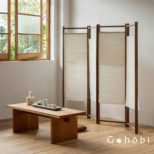 Gohobi Solid Wood Screen Coat Rack – Red Oak or Black Walnut Folding Hanger with Three or Four Panel Options | FSC Certified Furniture