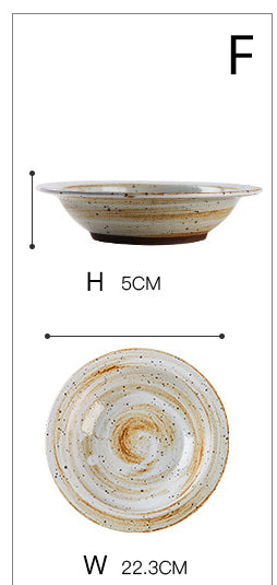 Gohobi Coarse Pottery Tableware Set - Retro Creative Rice Bowl