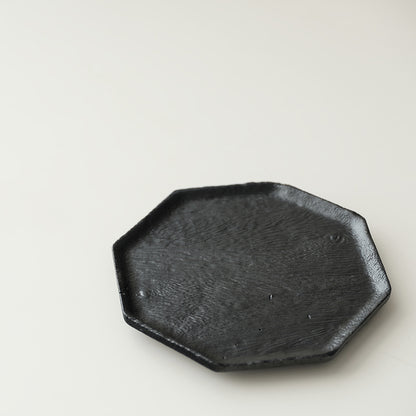 Gohobi Japanese-style Wabi-Sabi Carbonised Wood Black Tray 002