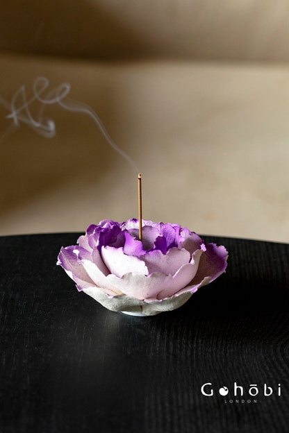 Gohobi Handmade Floral Incense Holder 010 - Purple and Pink Peony