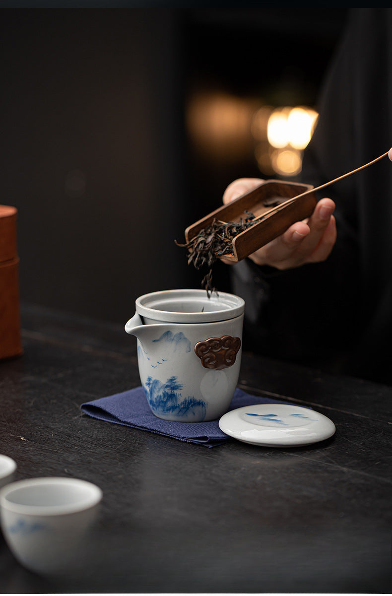 Gohobi Hand-painted Travel Teapot Gaiwan Set
