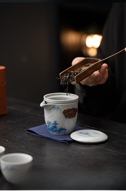 Gohobi Hand-painted Travel Teapot Gaiwan Set
