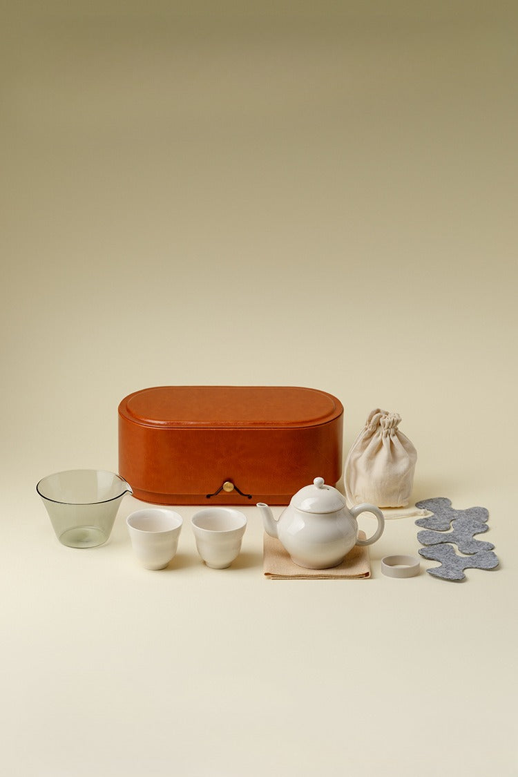 Gohobi Rustic Ash Glaze Travel Tea Set