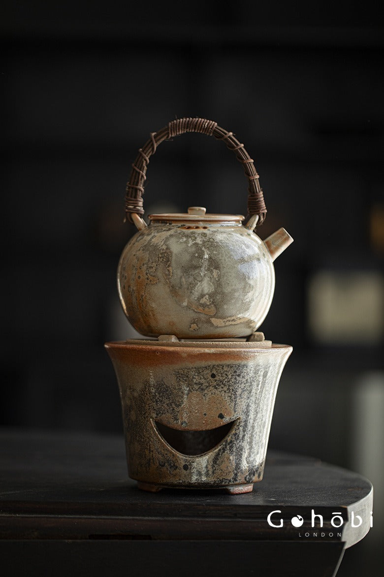 Gohobi Shino Kiln-Transformed Rattan Beam Teapot – Large Household Brewing Kettle