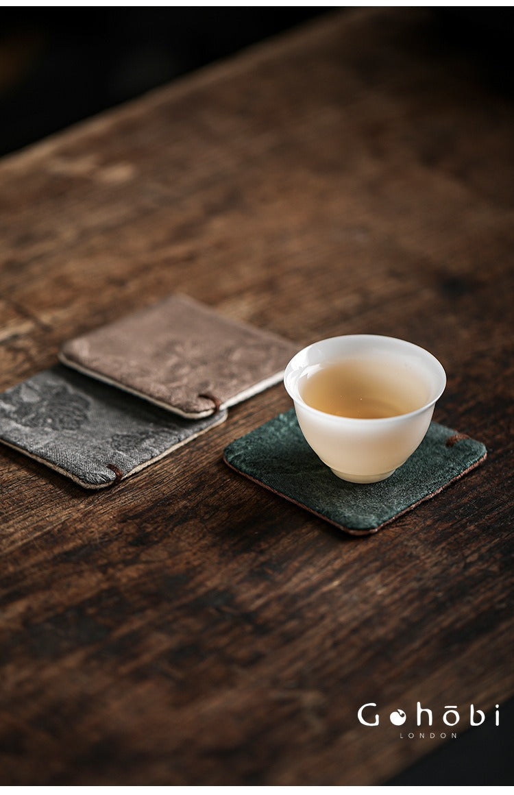 Gohobi Japanese Style Tea Coaster – Retro Fabric Tea Cup Mat for Tea Ceremony
