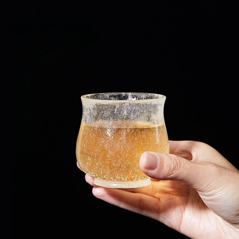 Gohobi Pate de Verre Zen Snow Glass Tea Cup