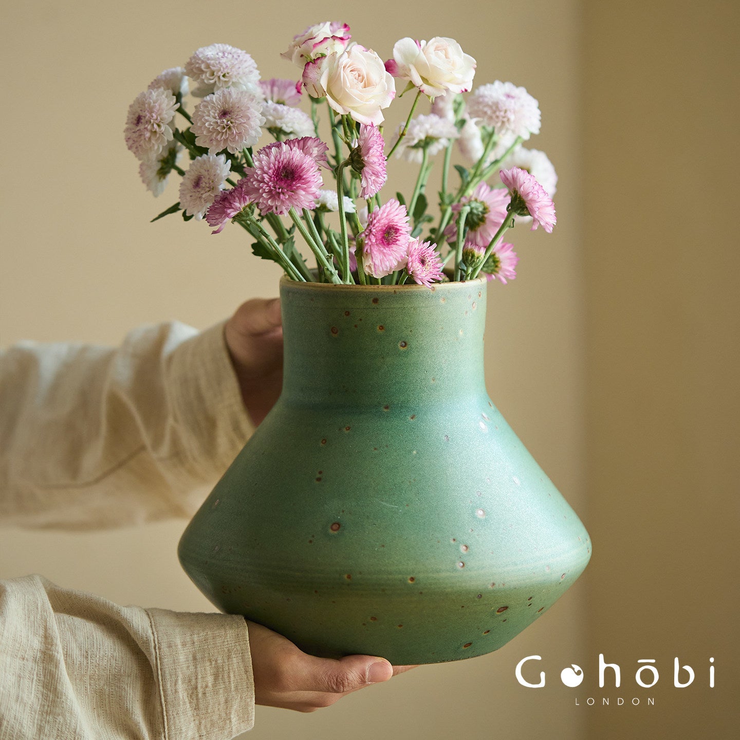 Gohobi Jingdezhen Retro Ceramic Hydroponic Vase – Antique Style Decorative Flower Vase for Home