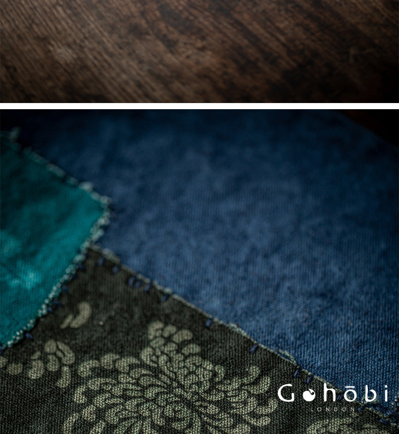 Gohobi Persimmon Dyed Tea Tray Mat – Handmade Double-Sided Tea Cloth Pot Placemat