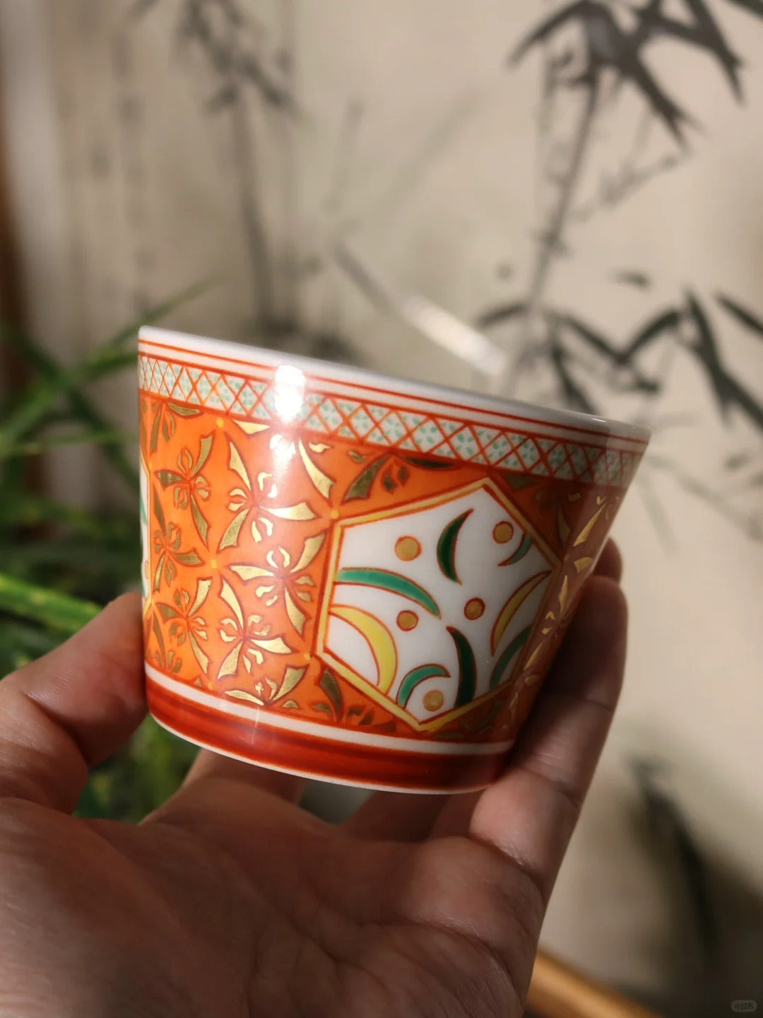 [清和堂 x Gohobi Gallery] Hand-painted Golden Orange Orchid Tea Cup Coffee Cup