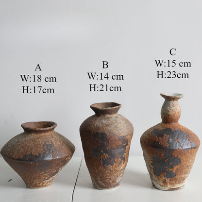 Vase en céramique Wabi-sabi, vase en poterie grossière, arrangement floral, rétro, nostalgique, fait à la main, hôtel B &amp; B, ornement zen, nouveau style chinois