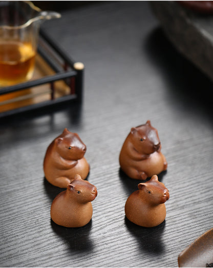 Gohobi Handmade Ceramic YiXing Clay Capybara Ornament Tea pet