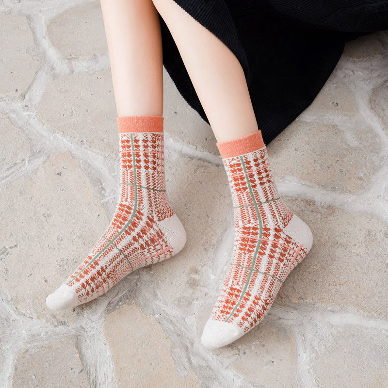 FloralFrost Mid-Calf Cotton Women's Socks