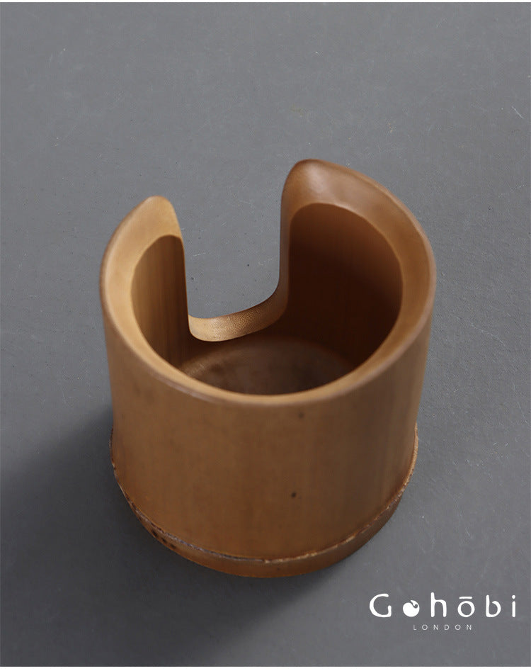 Gohobi Bamboo Woven Tea Cup Holder Basket – Zen Style Tea Set Storage Tube & Chopstick Basket
