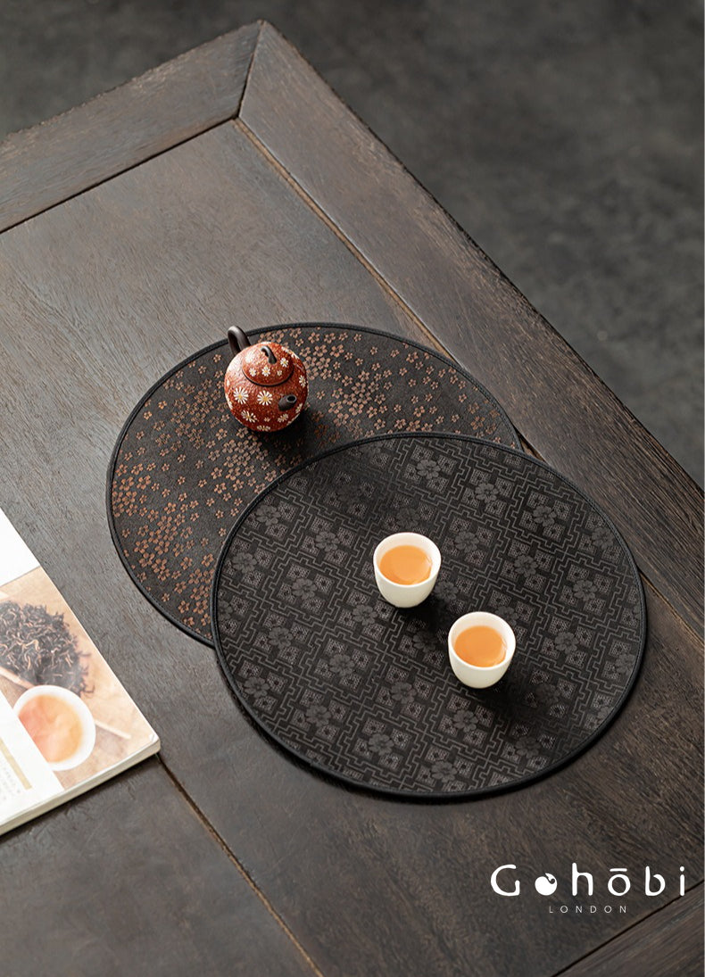 Gohobi Xiangyun Silk Tea Pad – Round Waterproof Tea Pot Placemat for Gongfu Tea Set