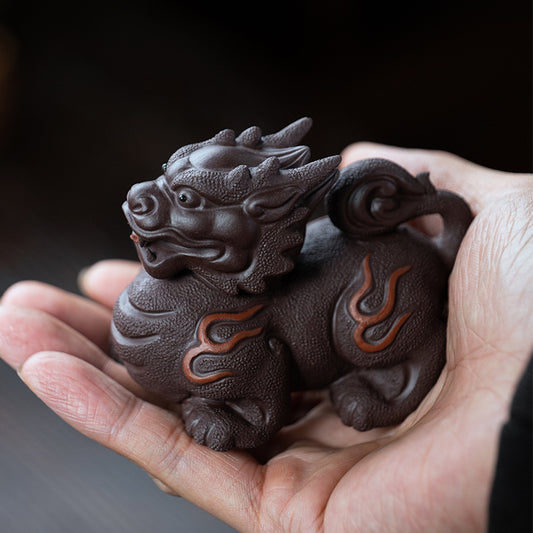 Gohobi Handmade Ceramic YiXing Clay Qilin Ornament Tea pet