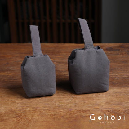 Gohobi Classic Travel Teaware Bag – Plain Cotton Tea Set Storage & Outdoor Carry Case