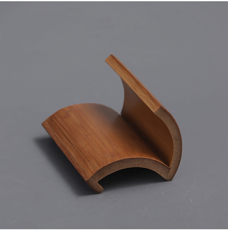 Gohobi Bamboo Pu'er Tea Cake Display Stand – Triangular Easel Shelf for Tea Ceremony Display