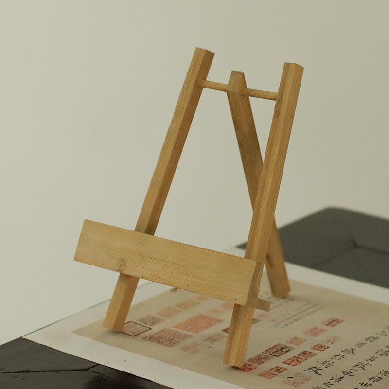 Gohobi Bamboo Pu'er Tea Cake Display Stand – Triangular Easel Shelf for Tea Ceremony Display